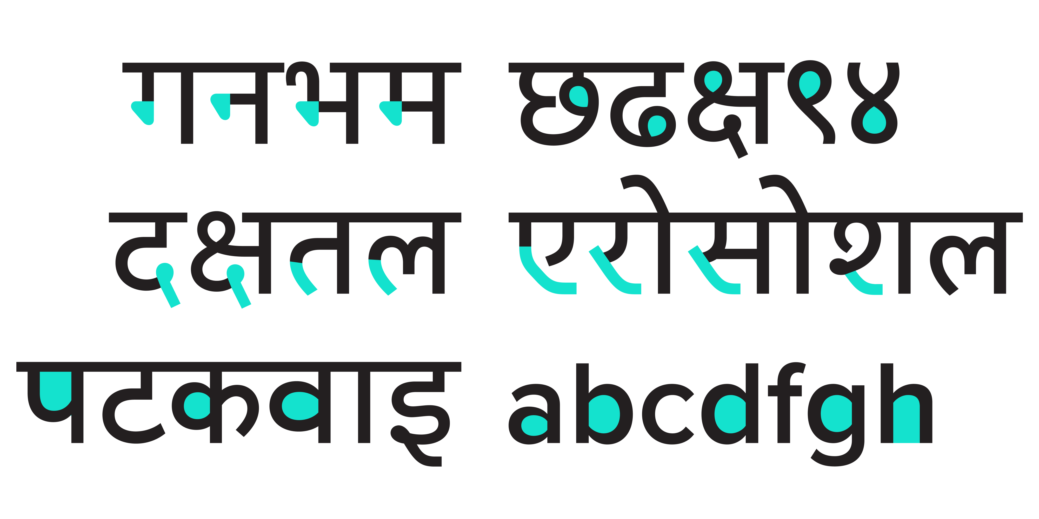 Details of the Proxima Nova Devanangari design by Typeland for the Type Founders